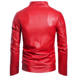 แจ็กเก็ตหนังวัวคุณภาพระดับพรีเมียมของผู้ชายเสื้อแจ็กเก็ตหนัง PU สำหรับรถจักรยานยนต์ผ้าใบดีไซน์แฟชั่น - Product Image 2