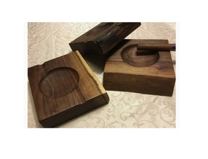 Classic Acacia <b>Wood</b> Engraved Ashtray Table Top Smoking <b>Accessory</b> for Waste Disposal - Product Image 2
