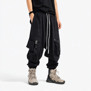 Heavy Fleece Cargo Trouser Streetwear Winter 500 GSM Cargo Sweatpants Mens High Drawstring Waist Cargo <b>Baggy</b> Sweat Pants Men's - Product Image 4