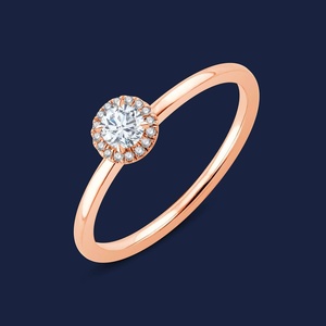 Anillo de Diamantes con Halo Redondo y Diamante Redondo Cultivado en Laboratorio GH-SI de 0.22 Quilates en Oro Sólido de 14K para Ocasiones Especiales y Fiestas - Product Image 2