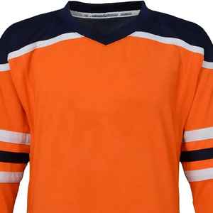 Conçu sur mesure bleu marine col en V maillot de Hockey pour adultes OEM équipe Sportswear uniforme de Hockey sur glace broderie motif vierge 100% Polyester - Product Image 3