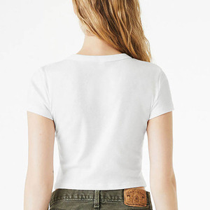 OEM personalizado en blanco liso de alta calidad recortada logotipo gráfico ajustado algodón mujeres Crop Top camisetas señoras Crop Tops para mujeres - Product Image 5
