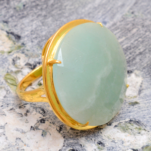 Anillos de Boda de Plata de Ley 925 Chapados en Oro, Fabricados Directamente, con Piedra Preciosa Natural de Amazonita, para Fiesta, Nuevo - Product Image 1