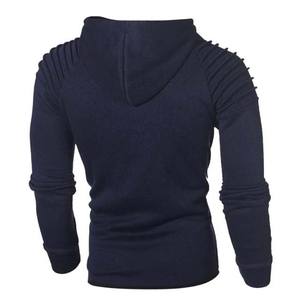 Top tendances bleu marine couleur Slim Fit fermeture éclair sweats à capuche et pantalons de survêtement 2 pièces ensembles coton vêtements de sport formation Jogging porter des survêtements - Product Image 4
