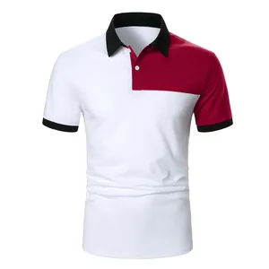 Men Street Wear Customized Logo Printing Color Block OEM Service Machine Washable Men Polo Shirts