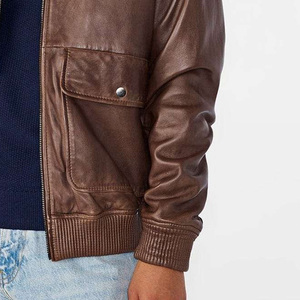 <b>Leather</b> Bomber <b>Jacket</b> With Custom Logo Embroidery Printing <b>Mens</b> Womens Fashion Outerwear Casual Wear OEM Supplier - Product Image 2