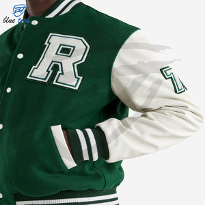 Custom Design Canvas Varsity <b>Jackets</b> Warm Winter Bomber <b>Leather</b> Sleeves Embroidered Logo High Quality Streetwear Quick Dry - Product Image 4