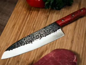 Cuchillos de Chef PRESTIGE BLADES Hechos a Mano de Acero con Alto Contenido de Carbono 1095 - Extra Afilados, Duraderos, Ambidiestros, Acabado Cepillado, Aptos para Lavavajillas - Product Image 4