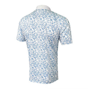 Polos de golf elásticos de 4 vías con logotipo personalizado para hombre, decoración de botones de punto, estampado de flores bordadas, tallas largas y cortas, ODM Vietnam - Product Image 2