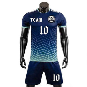 Nuevo diseño personalizado azul degradado fútbol Kit tela transpirable jugador versión uniforme de fútbol con nombre y número de equipo personalizado - Product Image 6