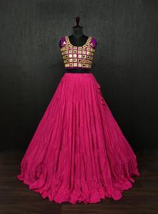 Costume de mariage élégant traditionnel indien pakistanais pour dames Reyon Silk Lehenga Choli Mirror Embroidery New Look for Ethnic Parties - Product Image 3