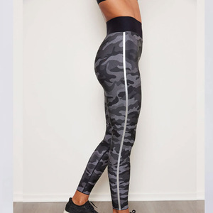 High Waist Camo <b>Leggings</b> with Solid Pattern Elastic Spandex/<b>Nylon</b> Pants Featuring a Durable Camouflage Print - Product Image 2