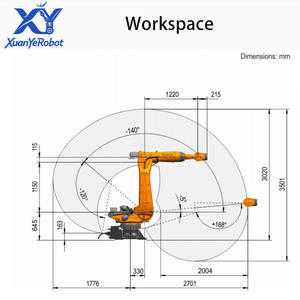 רובוט קוקה בעל 6 צירים לפריקת משטחים KR 210 R2700-2 PLC הנעה סרוו-אלקטרית, כושר נשיאה 210 ק\\\"ג, טווח זרוע 2200-3500 מ\\\"מ, דרגת הגנה IP67 - Product Image 6