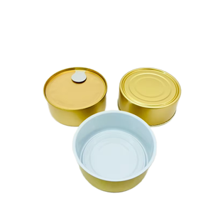 Boîte en métal vide en aluminium doré de 110 à 180g avec couvercles EOE 307 # pour collations bonbons au lait boîtes à dessert pour aliments pour animaux de compagnie - Product Image 1