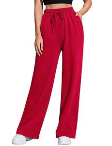 Pantalones Deportivos de Pierna Ancha para Mujer, de Alta Calidad, para Invierno, OEM, MOQ Bajo, al por Mayor, Personalizados, para Hacer Ejercicio, Correr, Trotar, 100% Algodón, Transpirables - Product Image 1