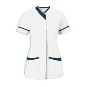 Tunique de travail décontractée pour femmes, haut à manches courtes, uniforme de spa, chemise de thérapeute, bouton, tissage, vêtements de travail pour la coiffure et le massage, chemisier - Product Image 5