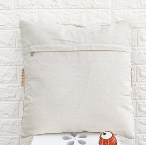 <b>Cream</b> Ivory Grey Natural Cotton Woven Tufted Textured Pillow Cover 18x18 - Product Image 2