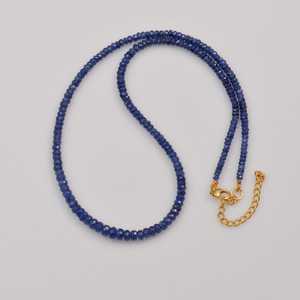 สร้อยคอพลอยแซฟไฟร์เหลี่ยมเพชรพลอยธรรมชาติทำด้วยมือขนาด2.5-4.5มม. เครื่องประดับแฟชั่นมินิมอล - Product Image 2