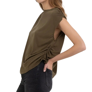 Camisetas de manga corta con cuello redondo para damas jóvenes Ropa de punto de diseño personalizado OEM de buena calidad para mujeres de Bangladesh - Product Image 2