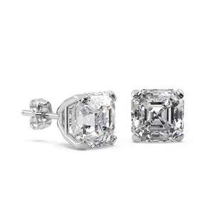 Pendientes de Diamantes con Corte Asscher de 2.00ct, Oro Blanco de 14kt (H SI1-SI2) - Product Image 3