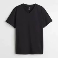 T-shirt surdimensionné personnalisé pour hommes pour t-shirt col en V en coton noir uni T-shirt en coton lourd imprimé de logo personnalisé pour hommes