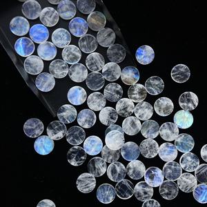 8mm 12mm 15mm <b>Natural</b> White Rainbow Moonstone Smooth Coin Flat Disc Loose Crystal Semi Precious Disc <b>Stones</b> Fire AAA Blue Flash - Product Image 1