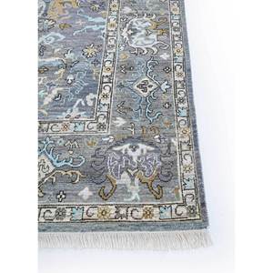 Alfombra Afgana de Lana Anudada a Mano en Gris y Negro con Patrón de Medallón para Decoración del Hogar - EA-1502 - Product Image 4