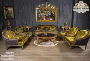 Indian Hand Carved Classic Design <b>Sofa</b> Set Spanish Style Luxury Carved <b>Sofa</b> Set Italian Style Antique <b>Gold</b> <b>Sofa</b> Set for Living - Product Image 6