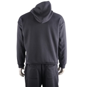 2025 nouveau Style hommes mode 100% coton survêtement solide à manches longues à capuche et pantalons de survêtement amples costume de sport décontracté - Product Image 4