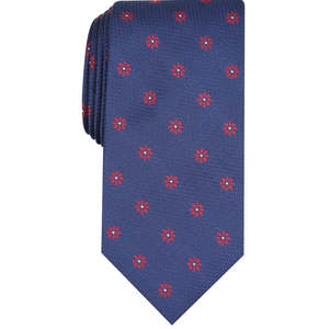 Cravatta Floreale Jacquard da Uomo Blu Navy Taglia Regolare Stile Casual per Completi - Seta Lana Poliestere Ottima per Regali - Product Image 2