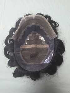 วิกผมแท้แบบติดหน้าผากสำหรับผู้ชาย ทรงผมลอนธรรมชาติและผมตรงแบบหยิก - แผ่นผมอินเดียเนื้อนุ่ม - Product Image 6