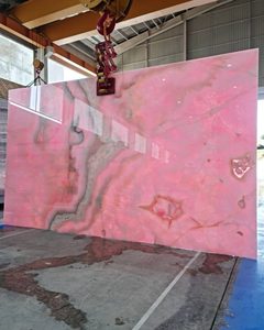 แผ่นหินออนิกซ์สีชมพู แผ่นหินอ่อนออนิกซ์สีชมพูธรรมชาติ หินออนิกซ์สีชมพูแท้ หินตกแต่งหรูหราสำหรับงานออกแบบตกแต่งภายใน - Product Image 3