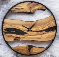 Reloj de pared de madera redondo Beige tradicional moderno de lujo forma redonda con hierba puesta hecha a mano para pared de restaurante y habitaciones de invitados