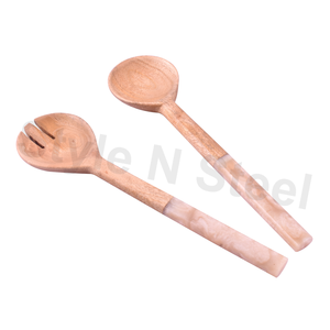 Juego de servidor de ensalada de madera con mango Cubiertos Herramienta de cocina para servir ensaladas para uso doméstico o en Restaurante Herramientas de madera - Product Image 1