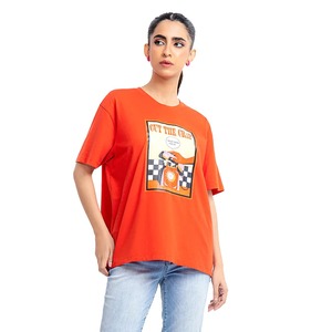 T-shirt femme imprimé graphique surdimensionné quantité minimale de commande bas Logo personnalisé couleur rouge O cou femmes maillot décontracté pour toutes les saisons - Product Image 1