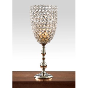 Bougeoir de luxe en métal cristal scintillant argenté ouragans pour la maison et le mariage centres de table décorés - Product Image 2