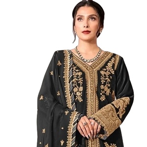 Nuevo traje pakistaní Georgette con trabajo bordado y parte inferior Stanton con interior y conjunto Dupatta para mujeres venta en línea - Product Image 2