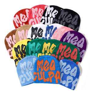 OEM 2026 Winter Warm Custom Logo Knitted Beanie <b>Hat</b> Bulk Hip Hop Rhinestones Common 100% Acrylic <b>Vintage</b> Adjustable Outdoor Made - Product Image 1