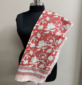 CHHEENT Bufanda/Chal de Algodón 100% para Mujer, Tejido de Sarga Ecológico, Transpirable y Lavable, con Diseño Floral Estampado a Mano - Product Image 4