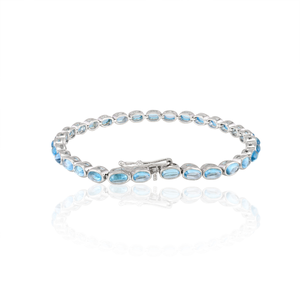 Elegante y Moderna Pulsera de Tenis de Plata de Ley 925 con Topacio Azul de Alto Brillo, Piedra de Nacimiento de Diciembre, Bañada en Rodio, Regalo de Alta Calidad - Product Image 2