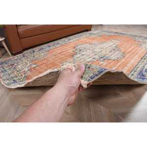 Tapis vintage 5,2 x 8,2 pieds, grand tapis turc, tapis oriental en laine orange et bleu - Product Image 4