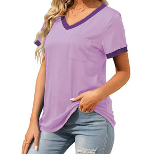 เสื้อยืด OEM สำหรับผู้หญิงไซส์ใหญ่พิเศษผ้าฝ้ายสวมใส่สบายย้อมสีล้วนสำหรับฤดูร้อน - Product Image 3