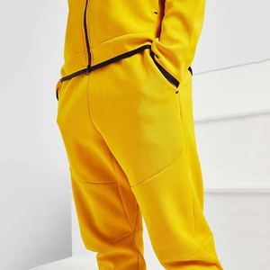 Ensemble de survêtement jaune pour hommes Ensemble de jogging zippé à capuche Sportswear 2 pièces Ensemble sweat-shirt décontracté et joggers - Product Image 5