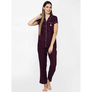 Winter Women's Casual Woven Viscose <b>Pyjamas</b> Set with Pockets Buttons Elastic Waist & Super Soft Fabric - Product Image 1