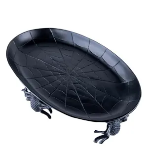 Bandeja de Metal Hecha a Mano de Moda para Artesanía Global, Bandeja de Espejo con Borde de Hojas y Brillo Dorado de Zahid Exports India - Product Image 1