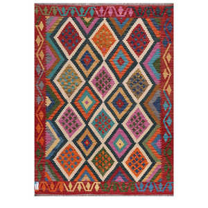 Alfombra Kilim de Maimana, Afganistán, 203 x 150 cm, Alfombras y Conjuntos Tradicionales Afganos - Product Image 1