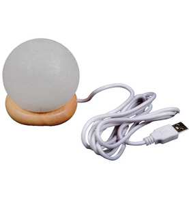 Himalayan White Salt <b>Ball</b> Shape <b>Mini</b> USB Lamps, Himalayan White USB Salt Lamp <b>Ball</b> Shaped, White USB Himalayan Salt Lamps - Product Image 4
