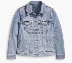 Chaqueta vaquera personalizada unisex de alta calidad con logotipo bordado Puff abrigo estampado para invierno informal estilo Jeans Material - Product Image 5