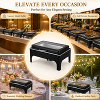 Ensemble de réchauds de buffet noir et or 9L en acier inoxydable, chauffe-plats noirs pour hôtels, traiteurs et restaurants
