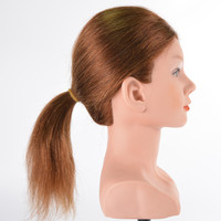 Cosmétologie, tête de mannequin de formation pour coiffeur, 100% cheveux humains réels, tête de mannequin de salon, poupée mannequin avec épaules